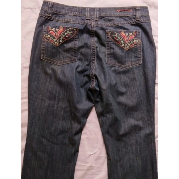 Vigoss Jeans Boot Cut High Rise Blue Denim Embroidered Pockets Womens Size 22 - Picture 8 of 11